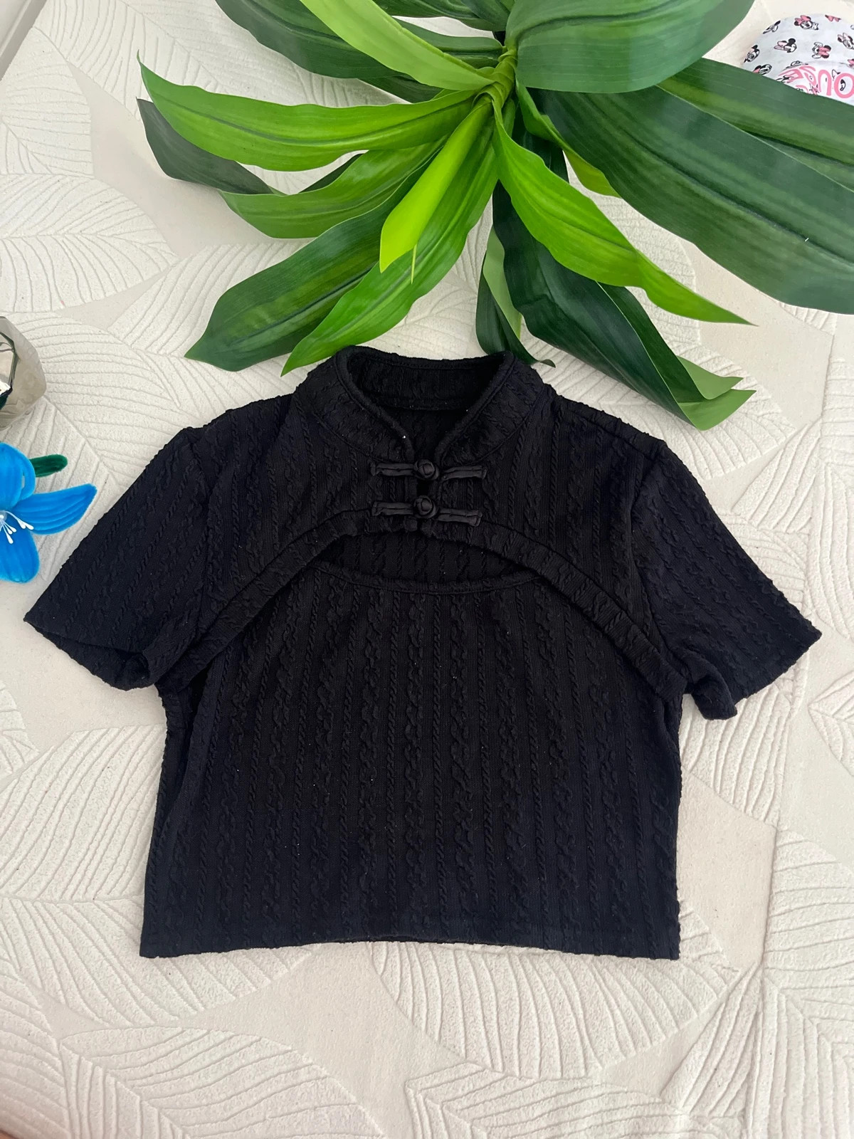 Top court noir style japonais. Taille 36 (S) – Shein – taille S / 36 / 8