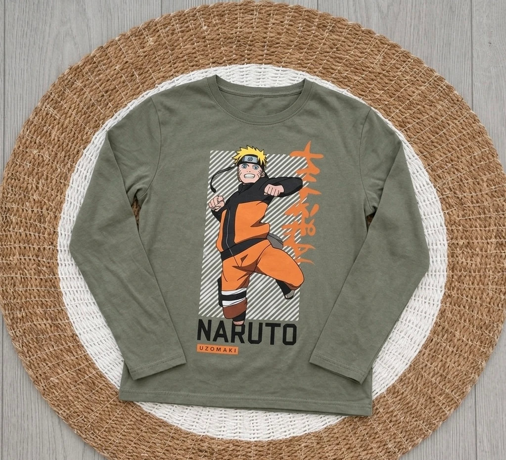 T-shirt ML Naruto Shippuden / 12 ans (144-155cm) vert kaki.
