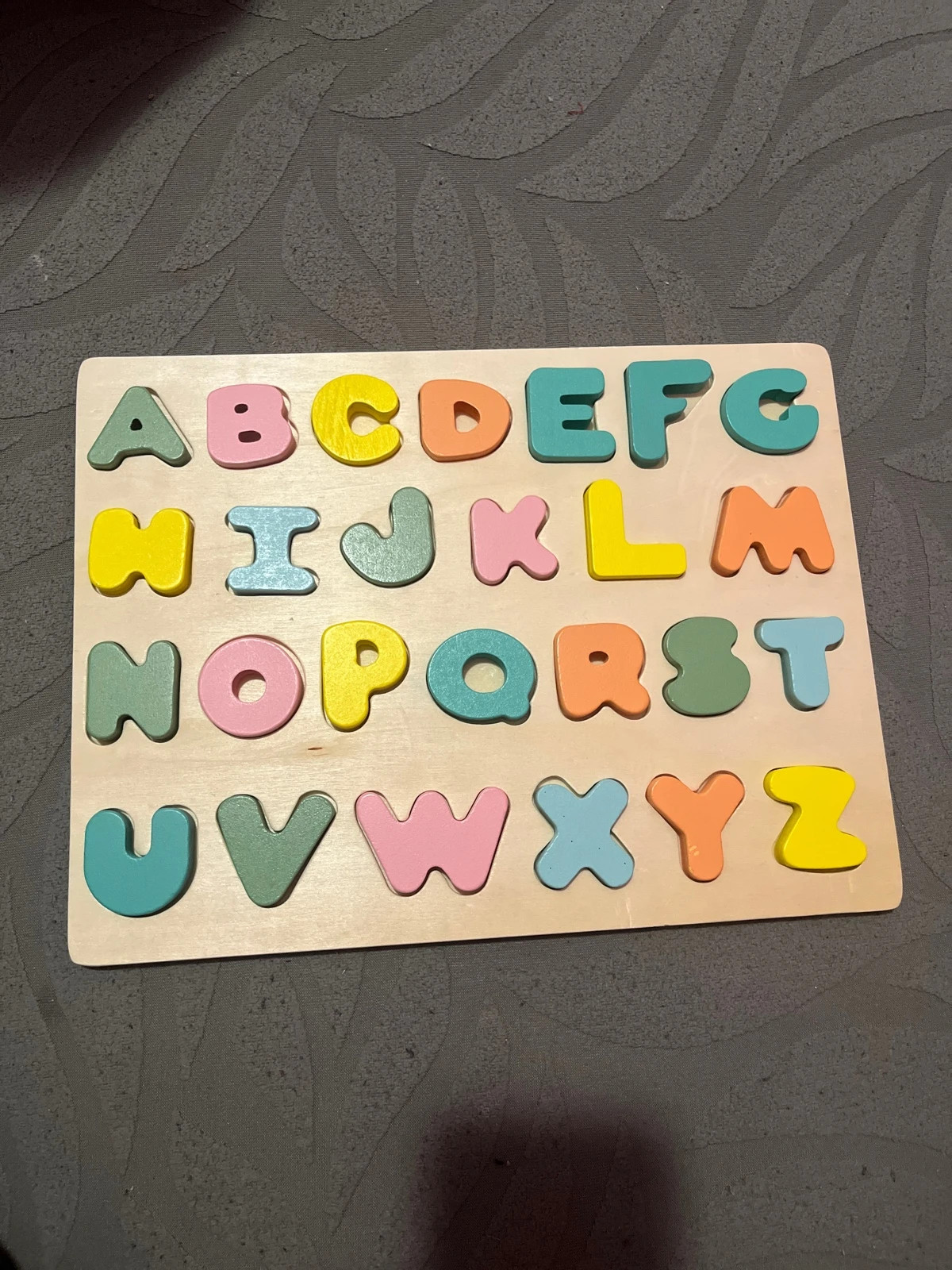 Puzzle alphabet en bois - Style Montessori - Couleurs Pastel