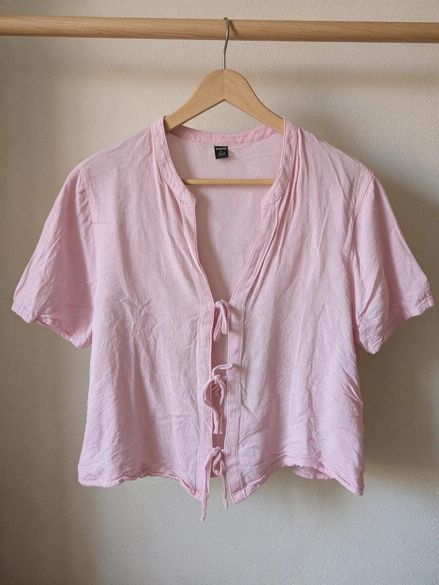Blouse Kiabi - Rose - Liens à nouer sur le devant / Manches courtes - Taille Xl - Très bon état – Kiabi – taille XL / 42 / 14 2