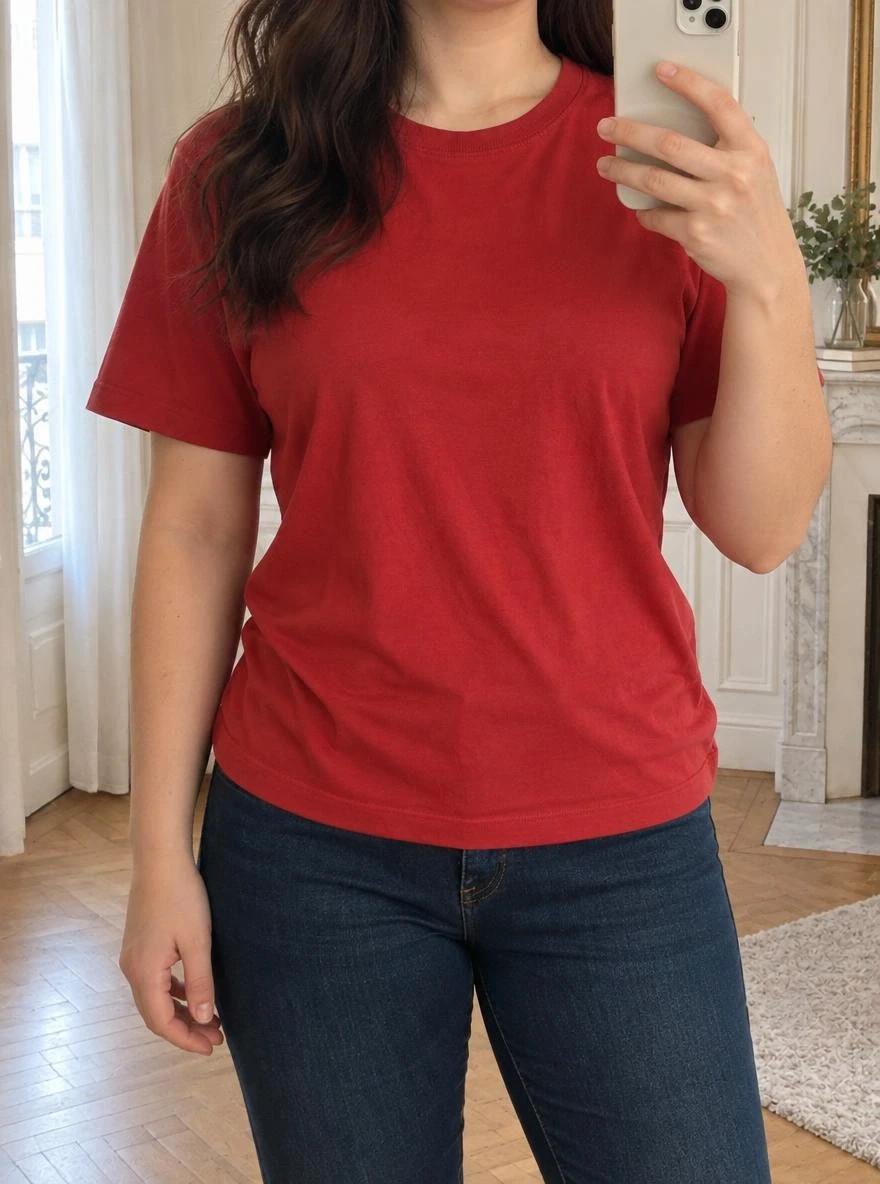 t-shirt rouge uni à manches courtes - JDY -XL 3€