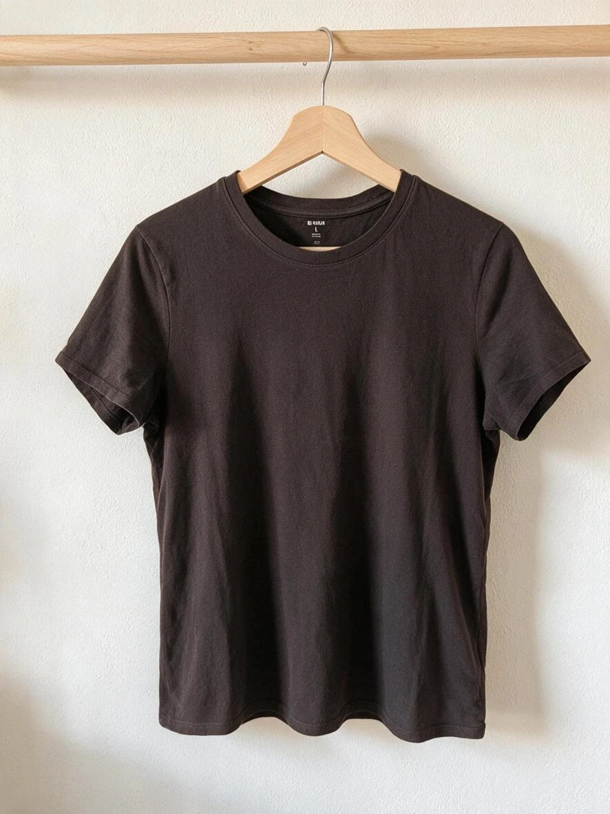 T-shirt marron uni en coton - Kiabi - L (40) - Tres bon état - 4€