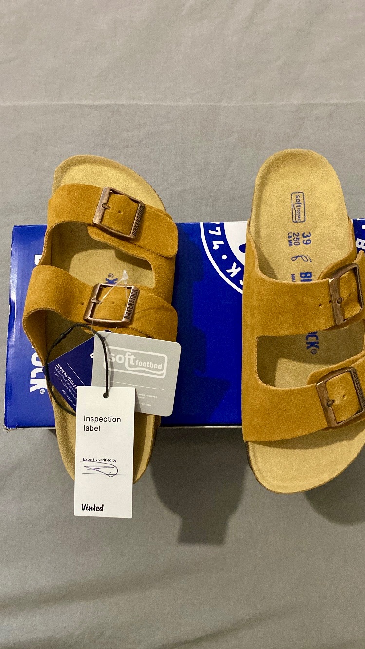 Sandales Birkenstock Arizona Camel Suède Neuf Taille 39 Authentique 2