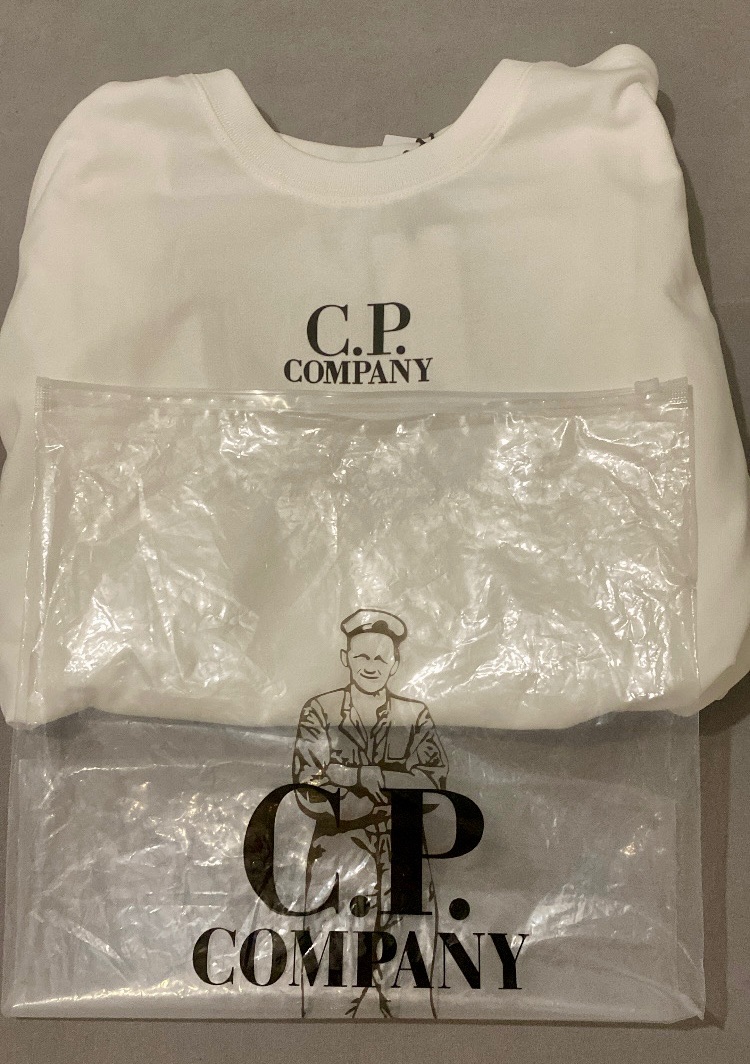 T-shirt CP Company Blanc Logo Noir Neuf Taille M-L Authentique 6