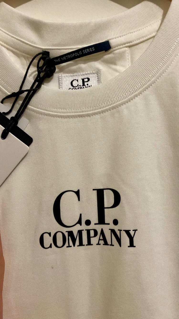T-shirt CP Company Blanc Logo Noir Neuf Taille M-L Authentique 4