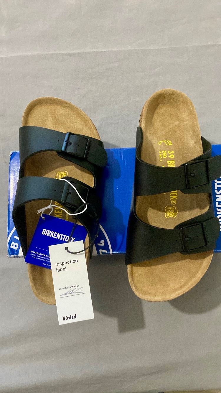 Sandales Birkenstock Arizona Noir Cuir Neuf Taille 39 Authentique 2