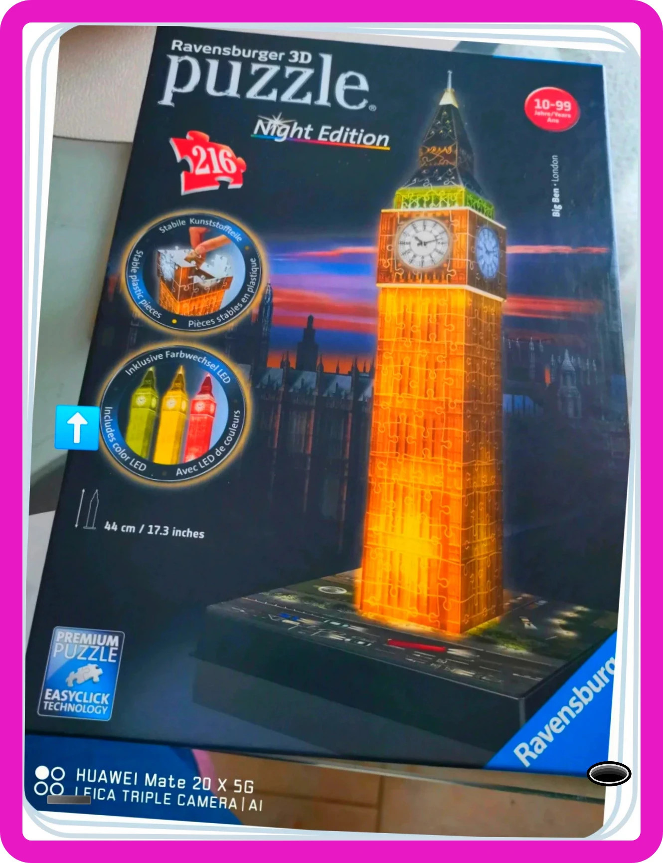 puzzle 3D big Ben manque la lumière sinon complet