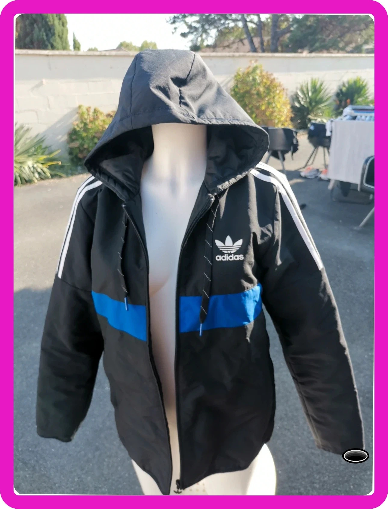 Manteau adidas taille s noir et bleu à capuche – adidas – taille S 5