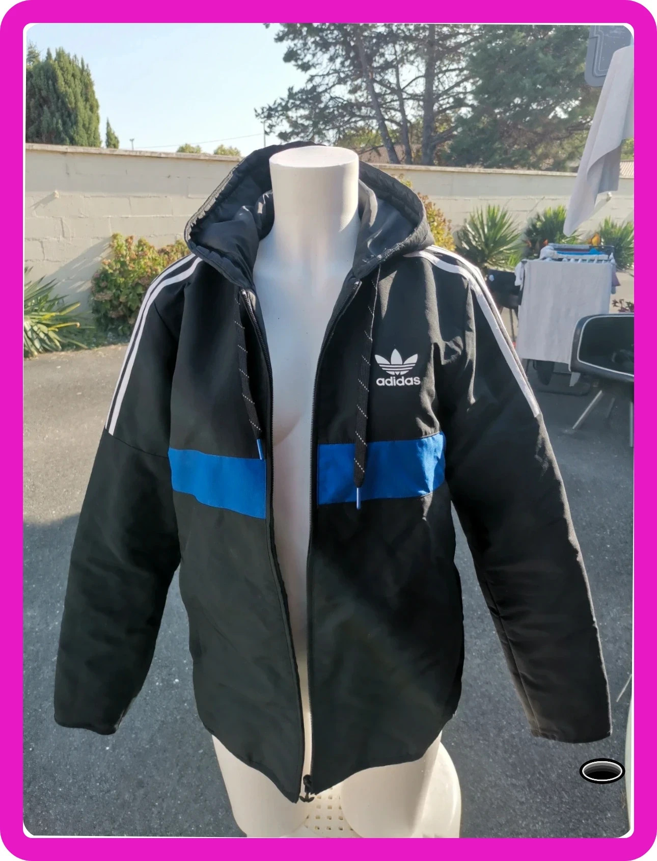 Manteau adidas taille s noir et bleu à capuche – adidas – taille S 4