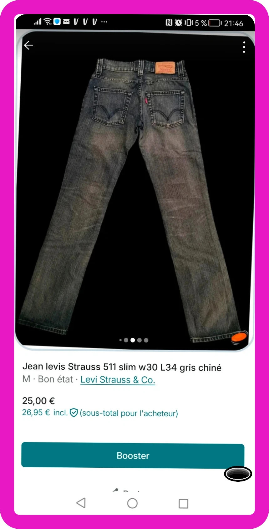 Jean levis Strauss 511 slim w30 L34 gris chiné – Strauss – taille M 4