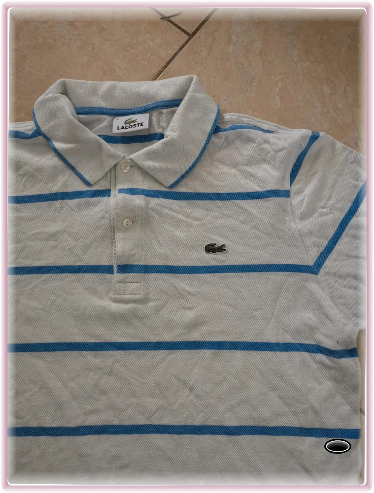Polo lacoste taille M blanc bleu rayé – Lacoste – taille M 4