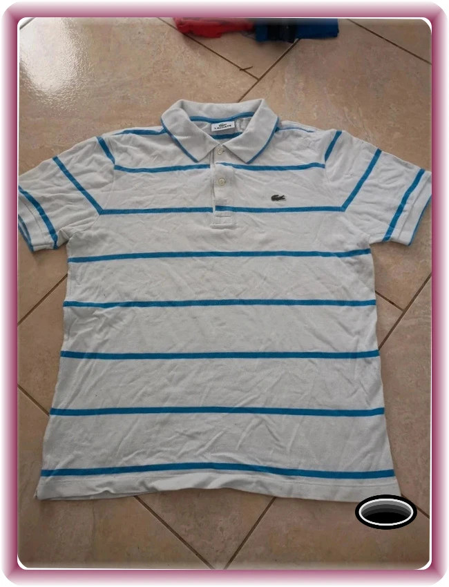 Polo lacoste taille M blanc bleu rayé – Lacoste – taille M 2