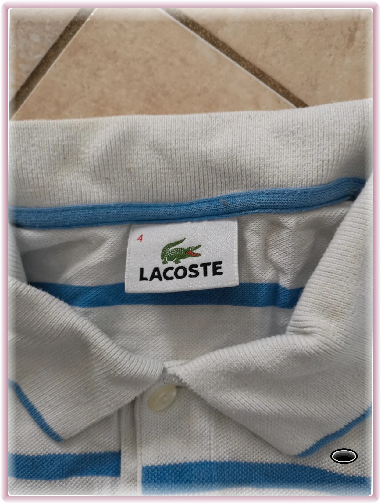 Polo lacoste taille M blanc bleu rayé – Lacoste – taille M 5