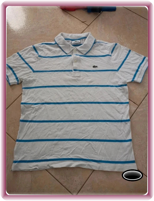 Polo lacoste taille M blanc bleu rayé – Lacoste – taille M 3