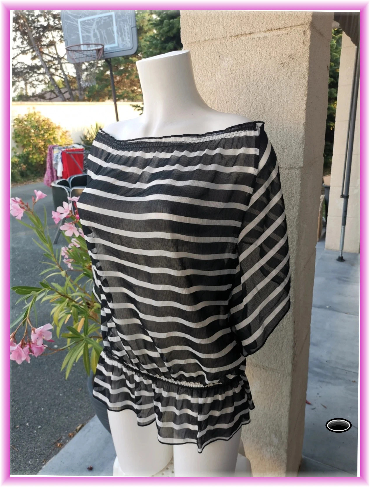 Très jolie haut transparent rayé Morgan de toi très large taille xxl – Morgan de toi – taille XXL / 44 / 16 2