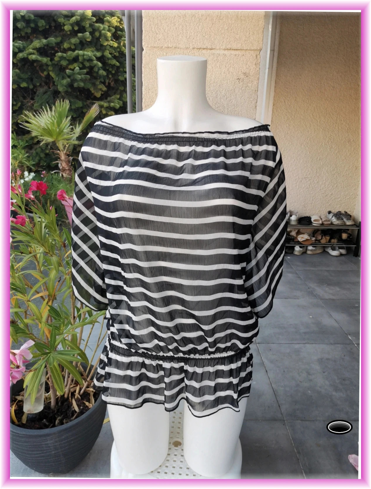 Très jolie haut transparent rayé Morgan de toi très large taille xxl – Morgan de toi – taille XXL / 44 / 16 4