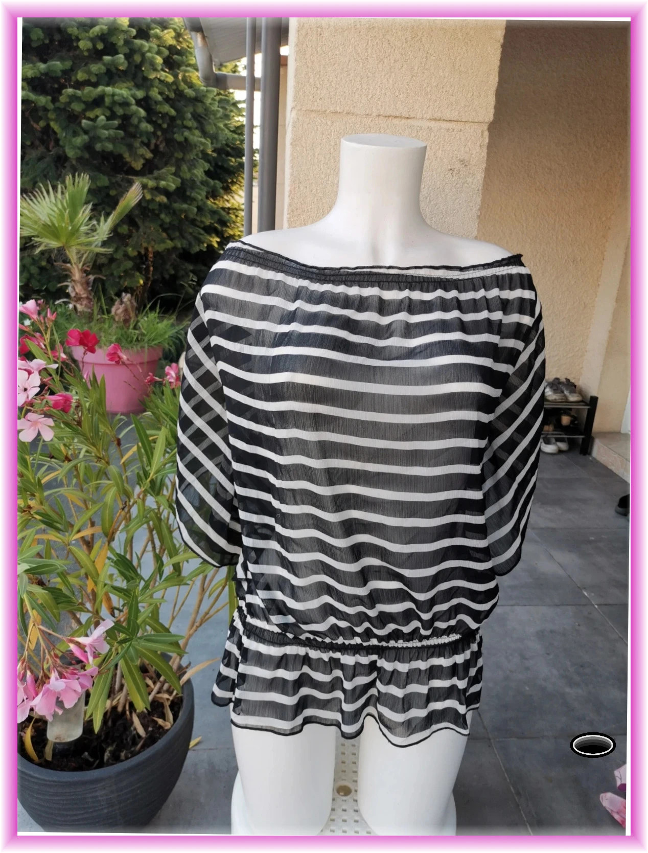 Très jolie haut transparent rayé Morgan de toi très large taille xxl – Morgan de toi – taille XXL / 44 / 16 3