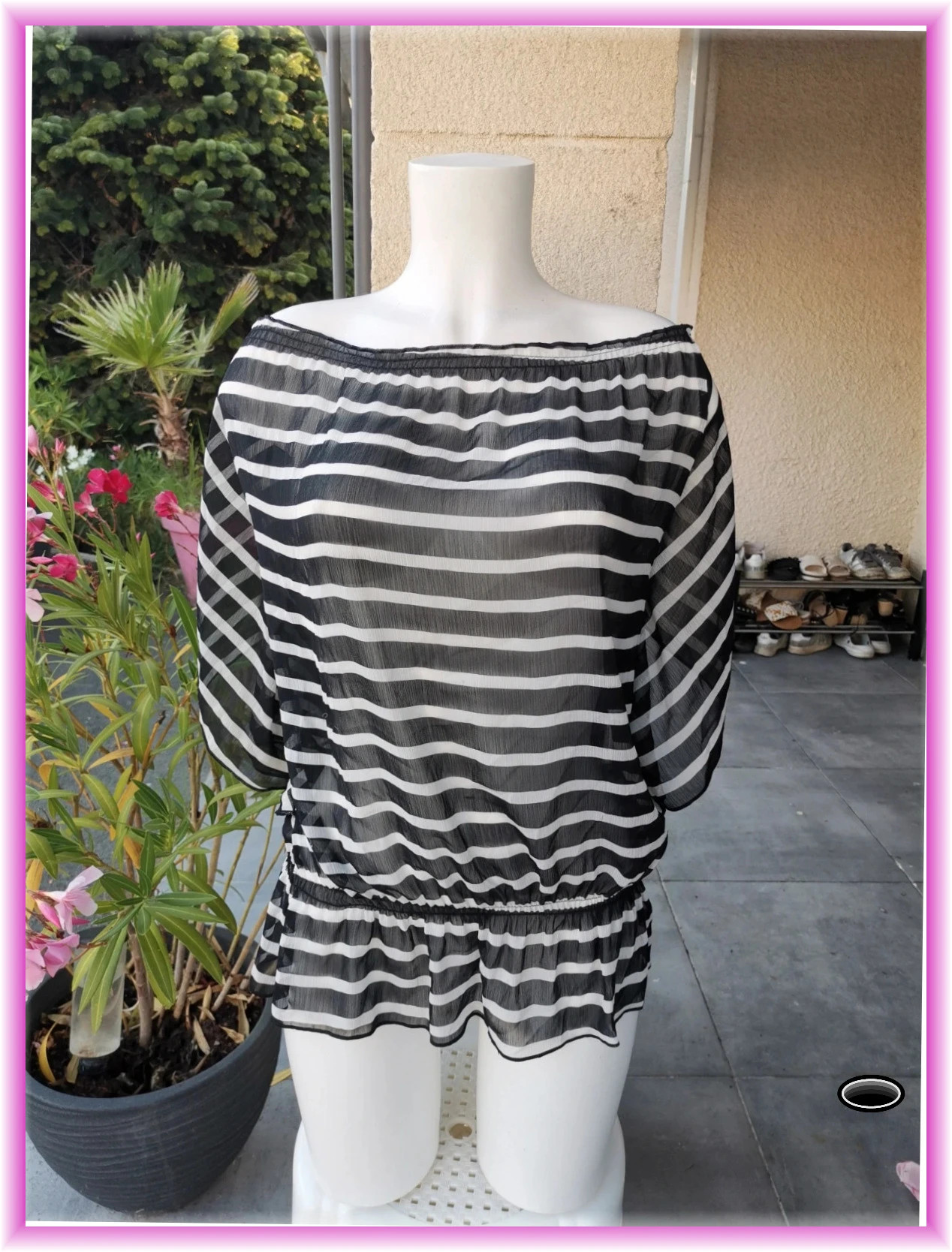 Très jolie haut transparent rayé Morgan de toi très large taille xxl – Morgan de toi – taille XXL / 44 / 16 5