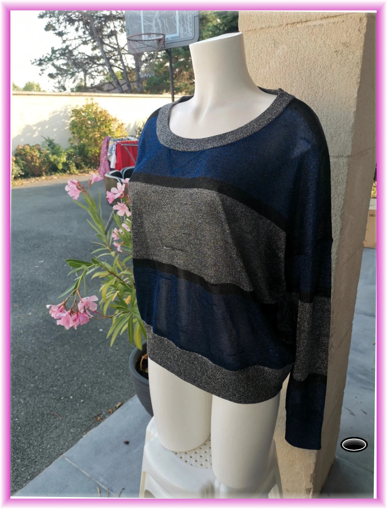 Pull léger French connection taille s bleu gris noir pailleté – French Connection – taille S / 36 / 8 2