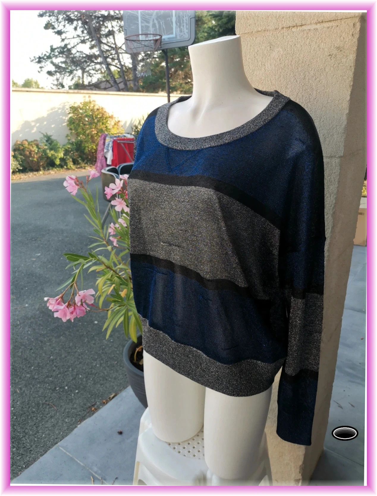 Pull léger French connection taille s bleu gris noir pailleté