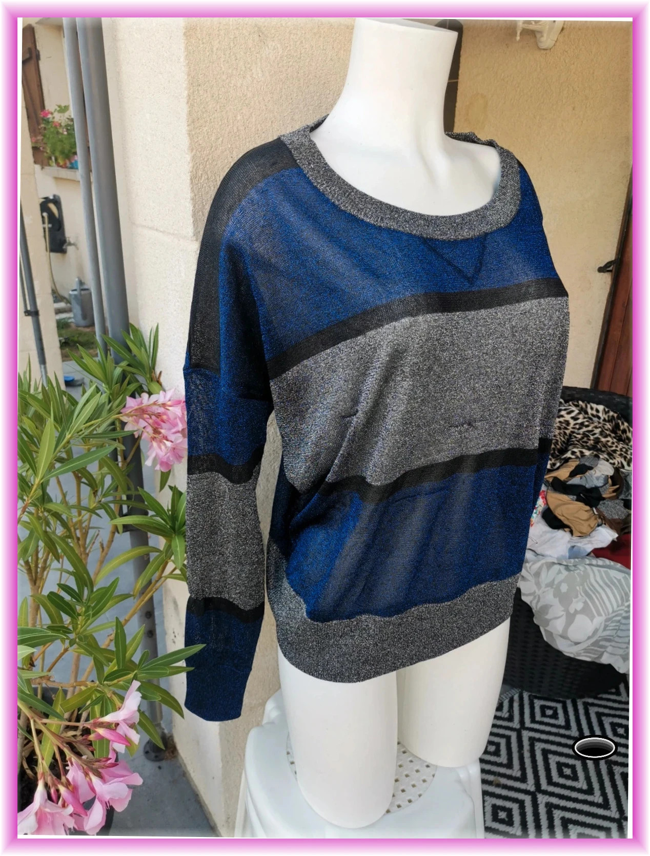 Pull léger French connection taille s bleu gris noir pailleté – French Connection – taille S / 36 / 8 4