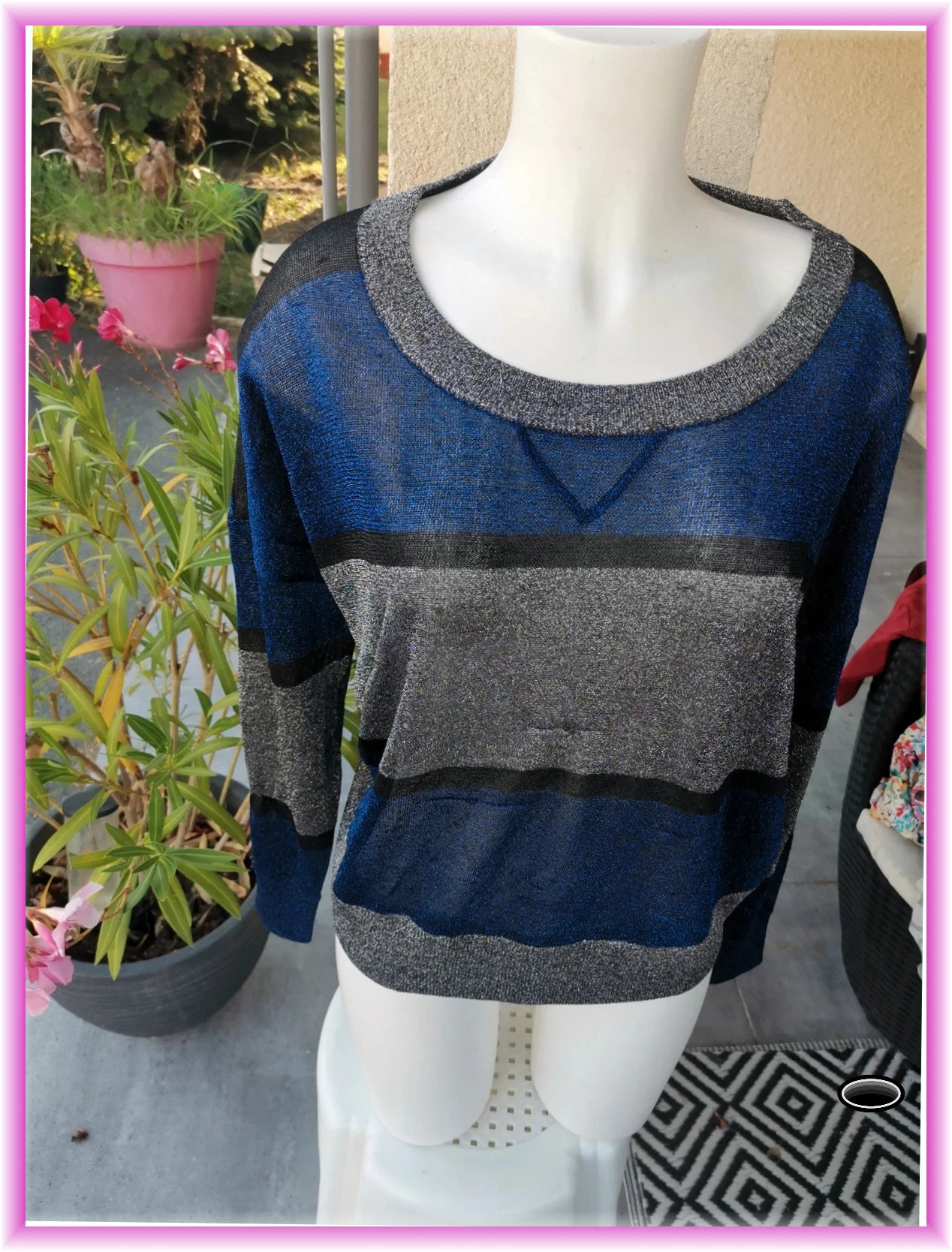 Pull léger French connection taille s bleu gris noir pailleté – French Connection – taille S / 36 / 8 5