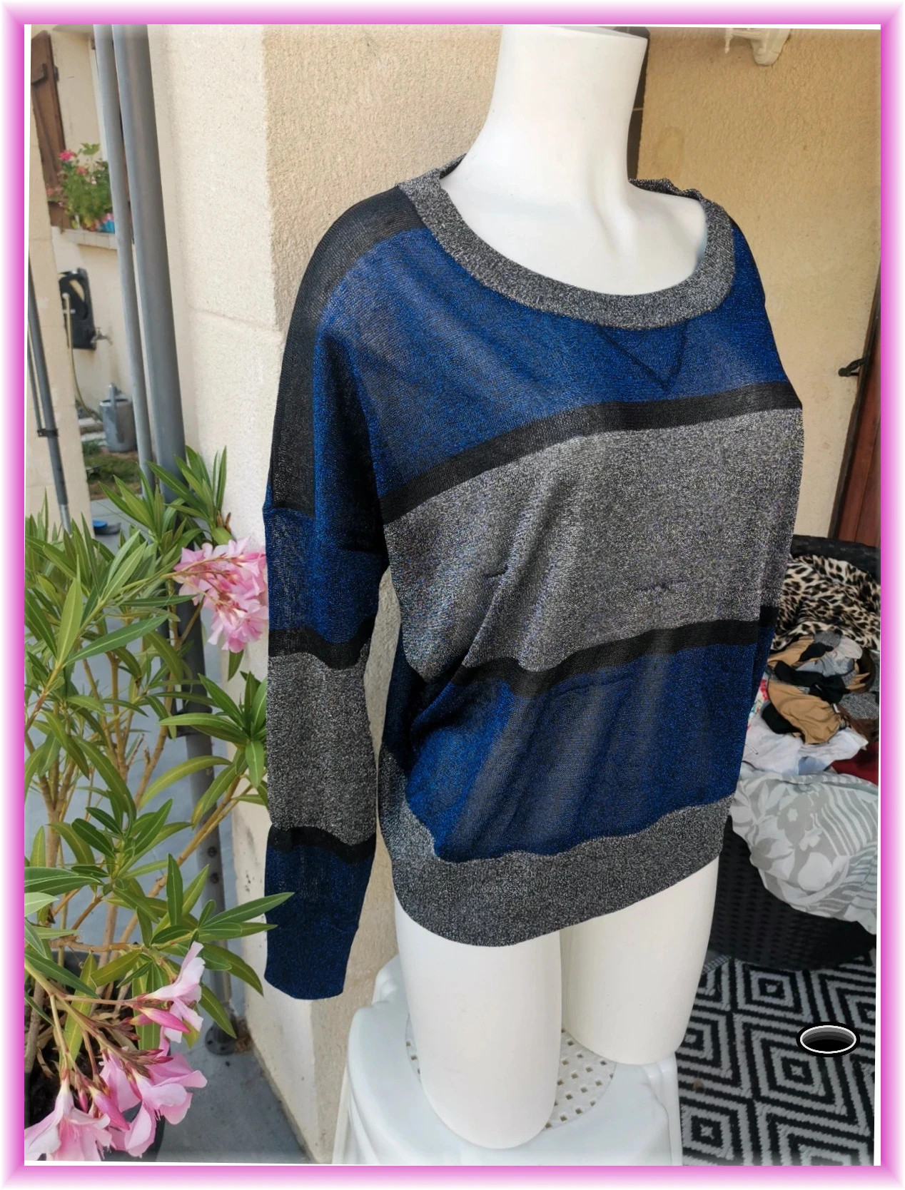 Pull léger French connection taille s bleu gris noir pailleté – French Connection – taille S / 36 / 8 3