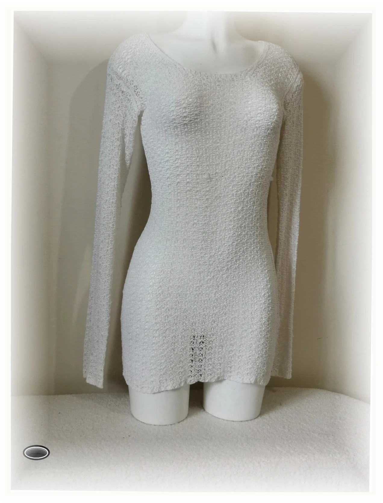 Très belle robe en maille blanche taille unique – Unique – taille Taille unique 3