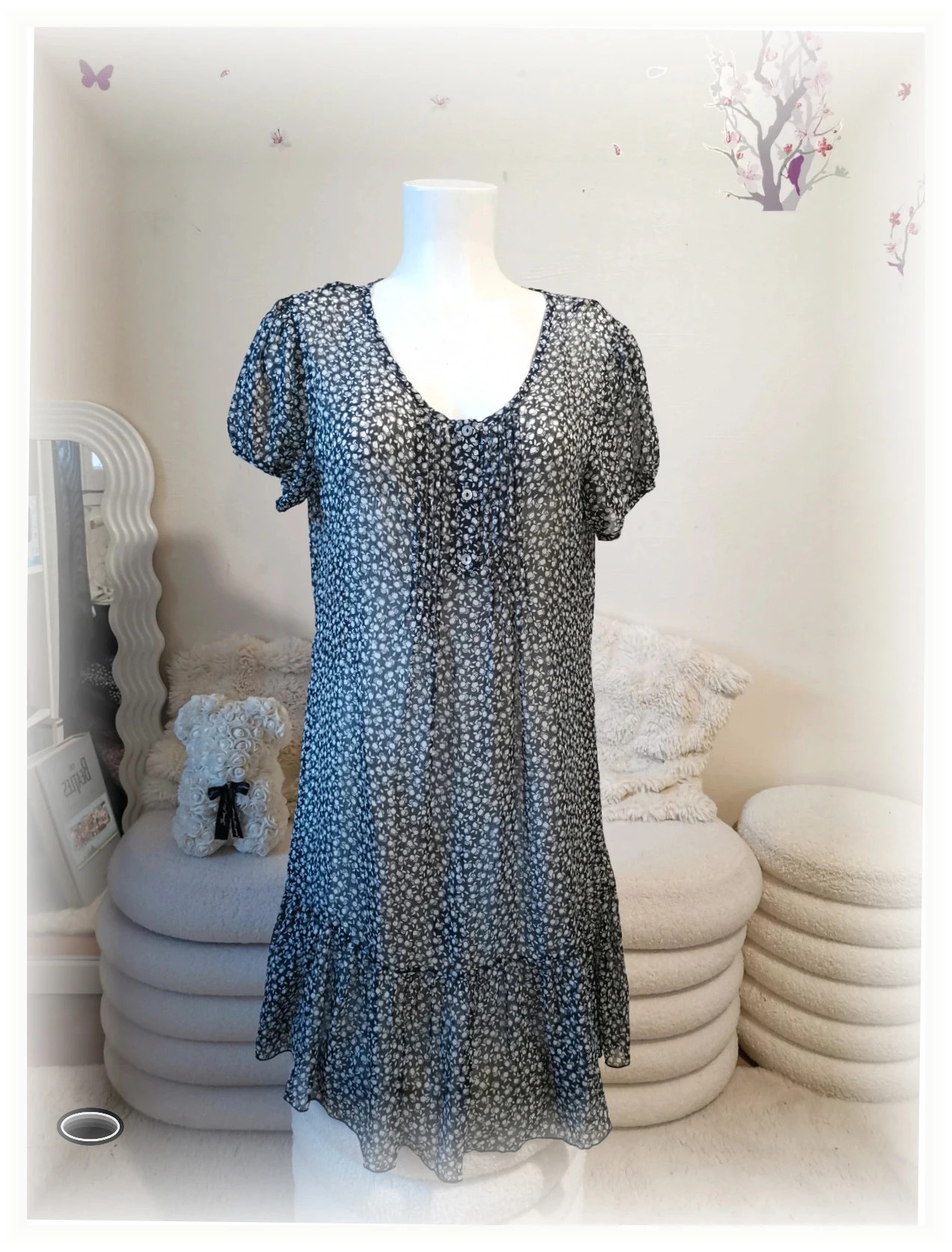 Robe transparente taille 40 noir et blanche – Noir – taille L / 40 / 12 2