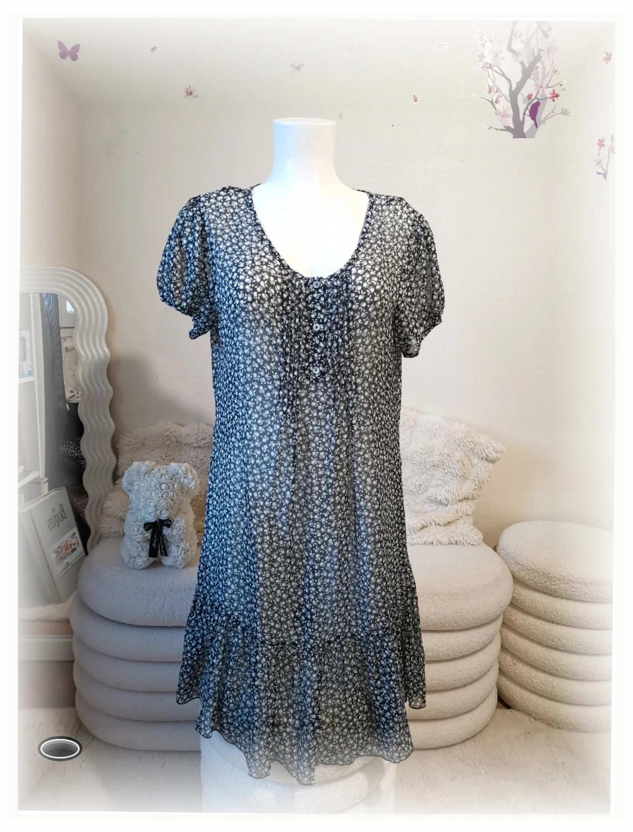Robe transparente taille 40 noir et blanche – Noir – taille L / 40 / 12 3