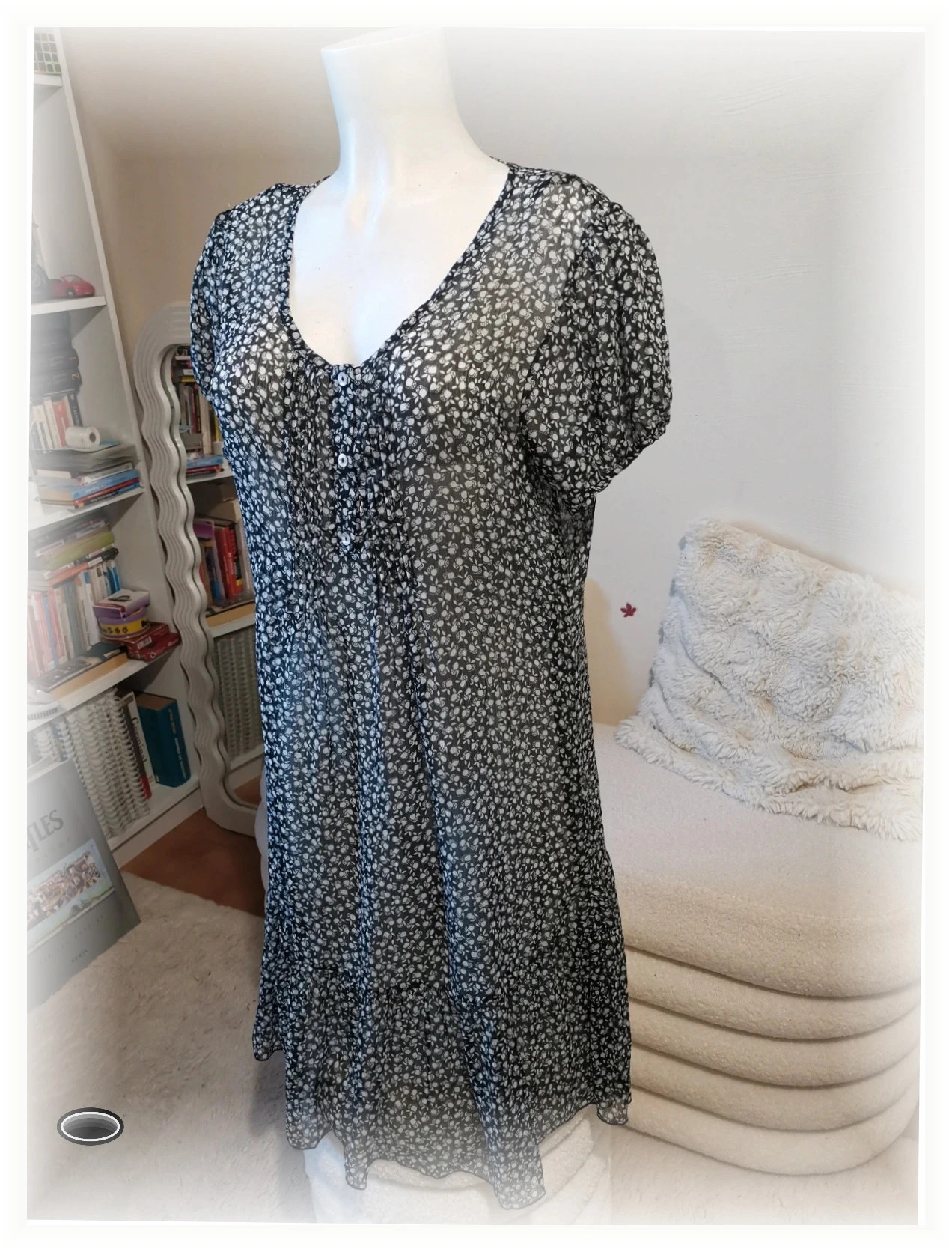 Robe transparente taille 40 noir et blanche – Noir – taille L / 40 / 12 5
