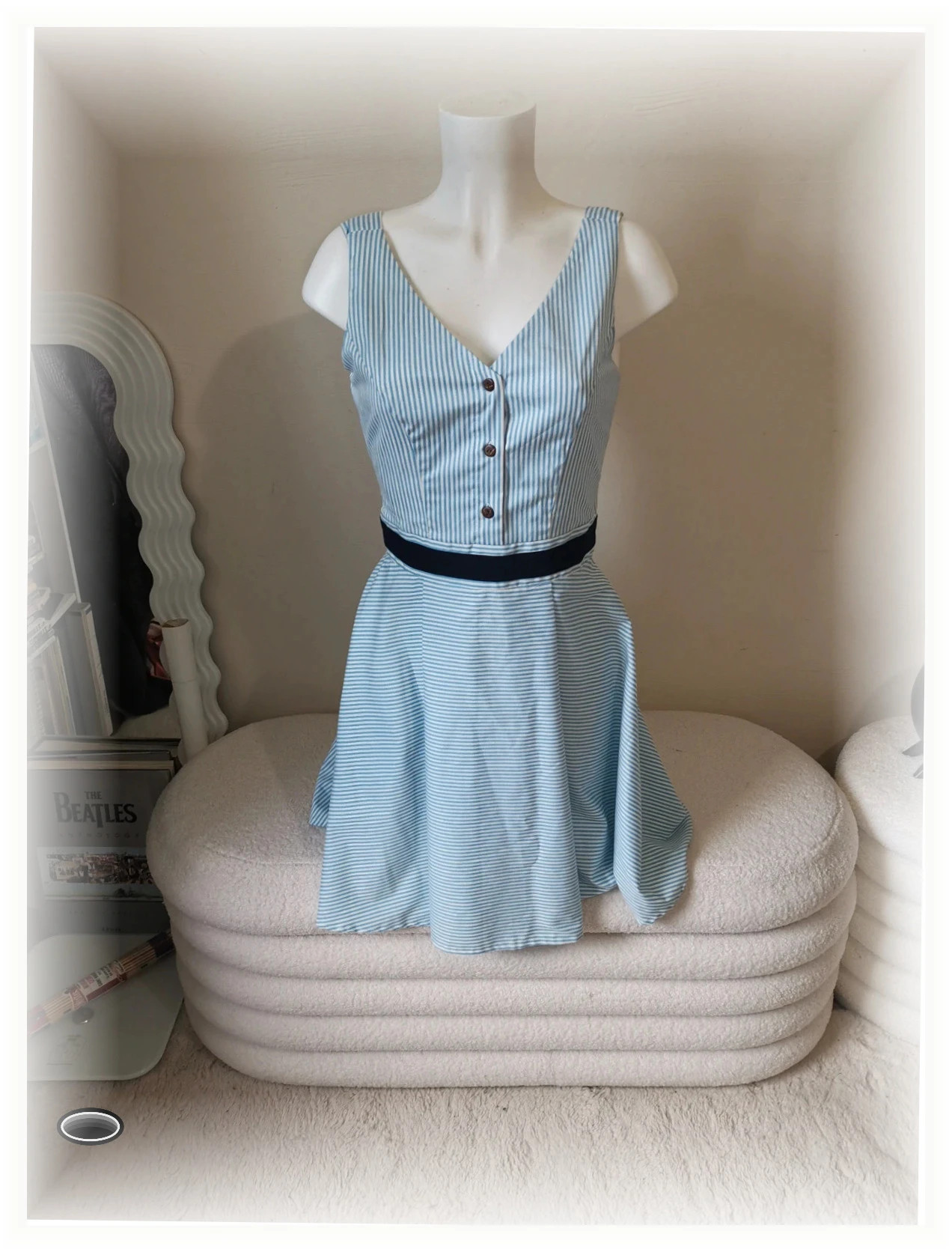 Très belle robe taille s bi hang Bleu ciel rayé – Bi Hanh – taille S / 36 / 8 5