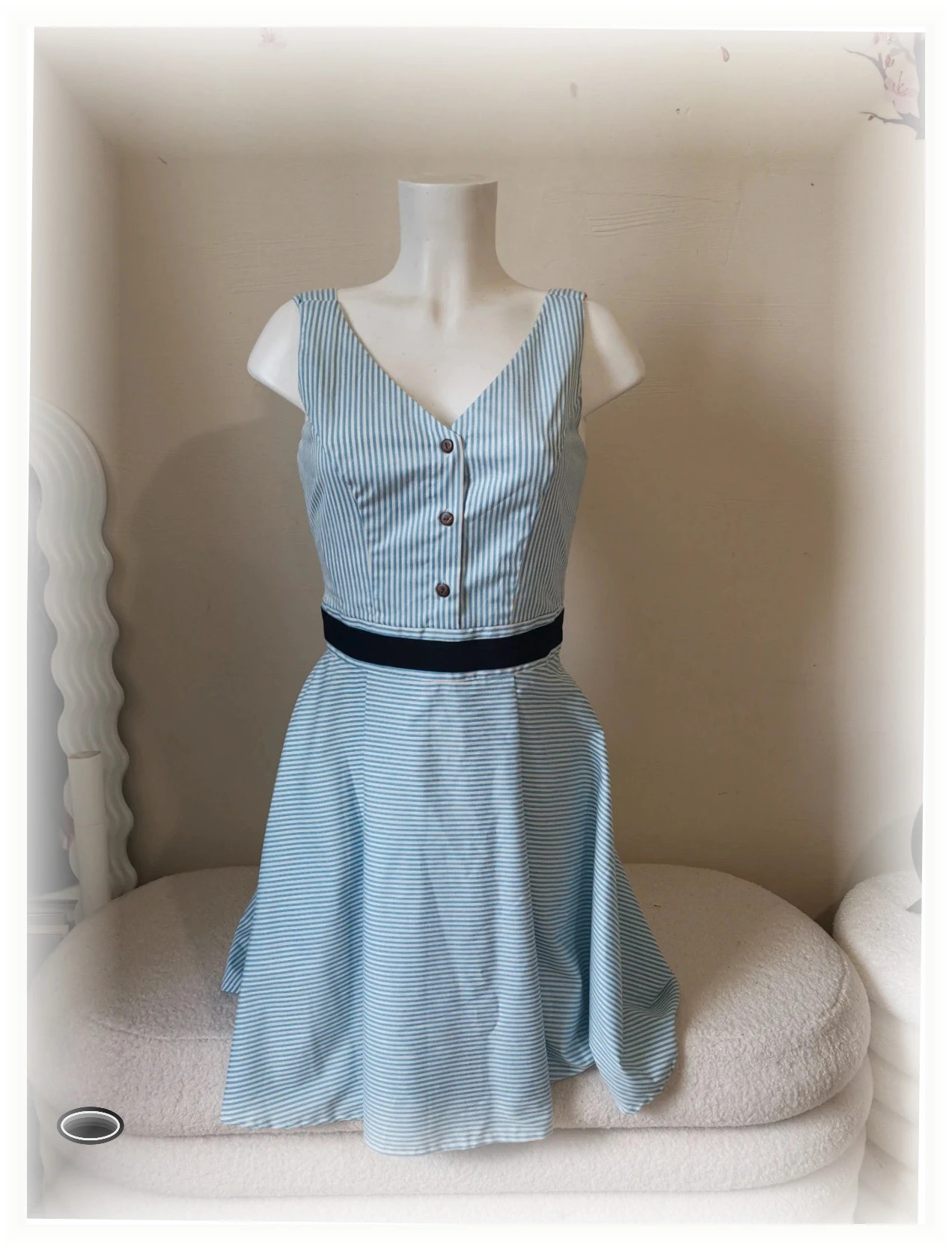 Très belle robe taille s bi hang Bleu ciel rayé – Bi Hanh – taille S / 36 / 8 3