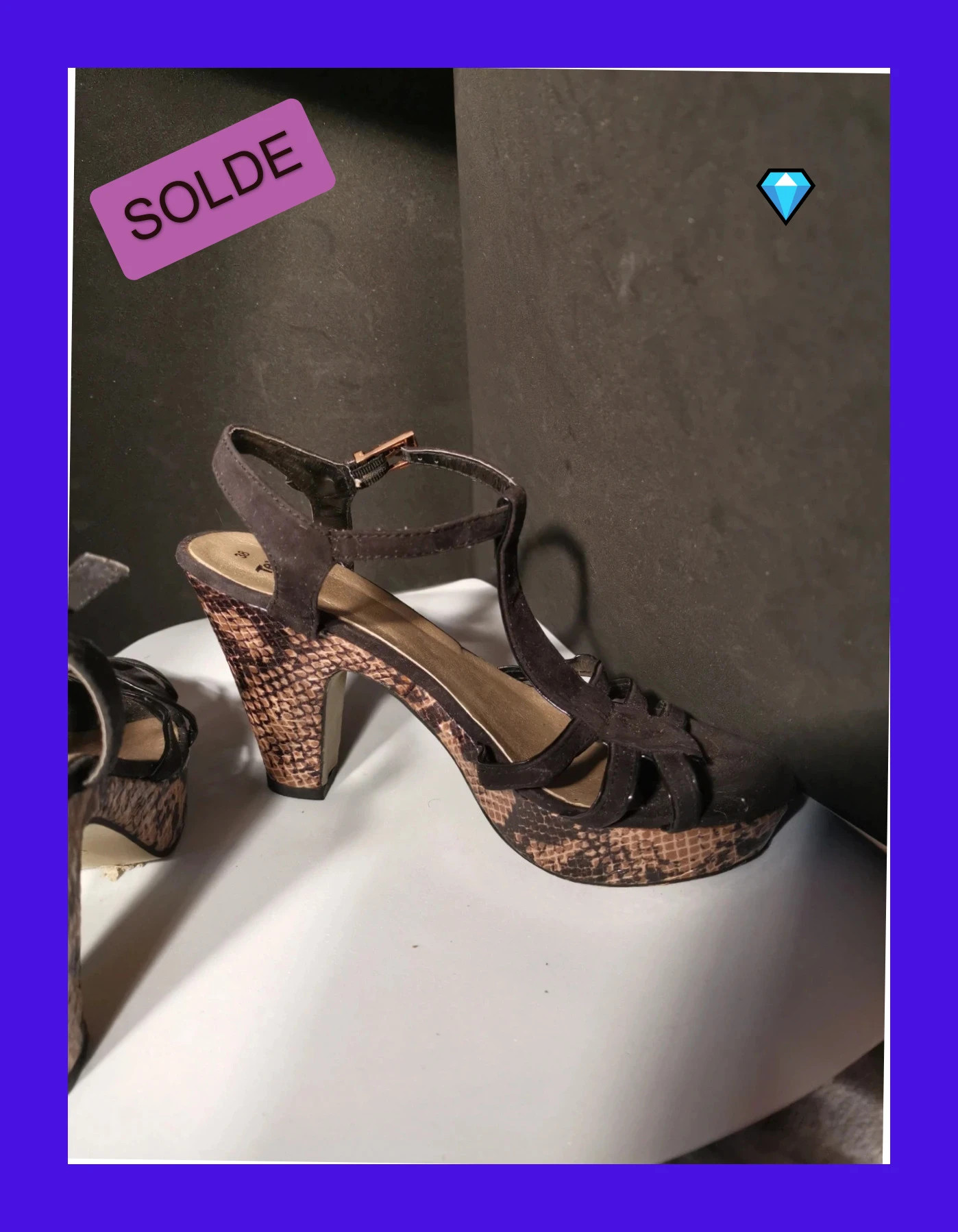 très belle sandale talon 5 cm taille 38 – Belle – taille 38 5