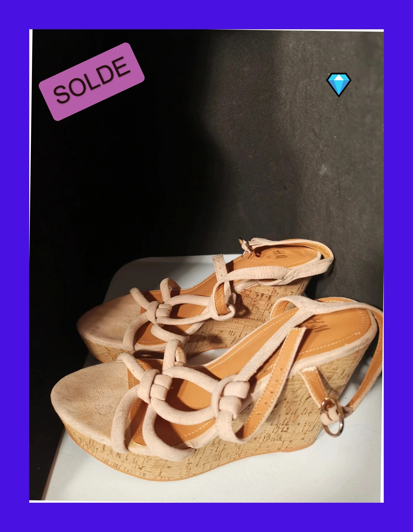 sandale compense liège H&M taille 38 beige – H&M – taille 38 3