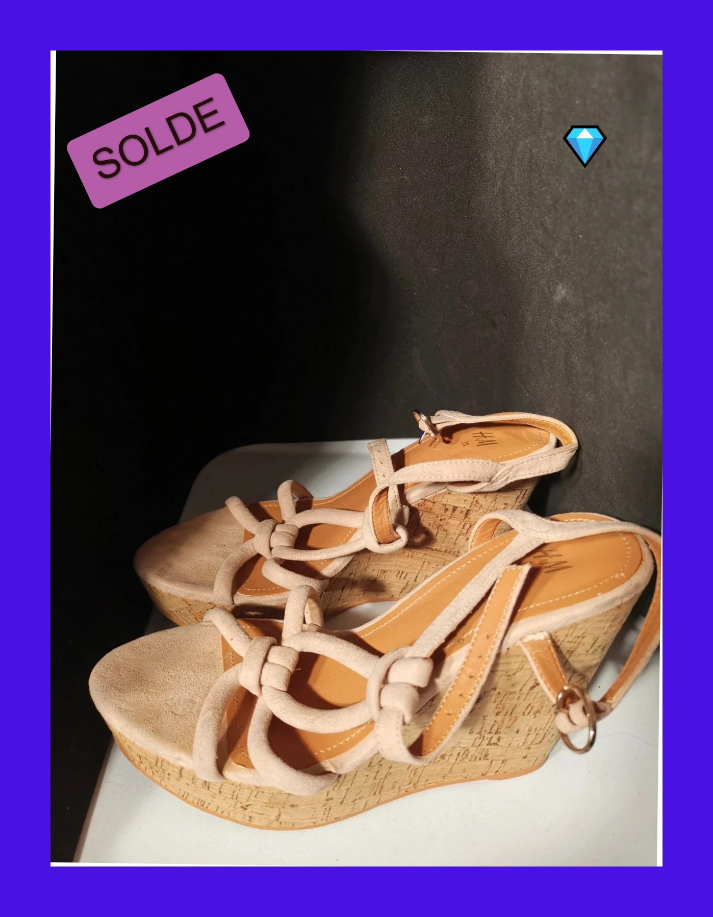 sandale compense liège H&M taille 38 beige – H&M – taille 38 4