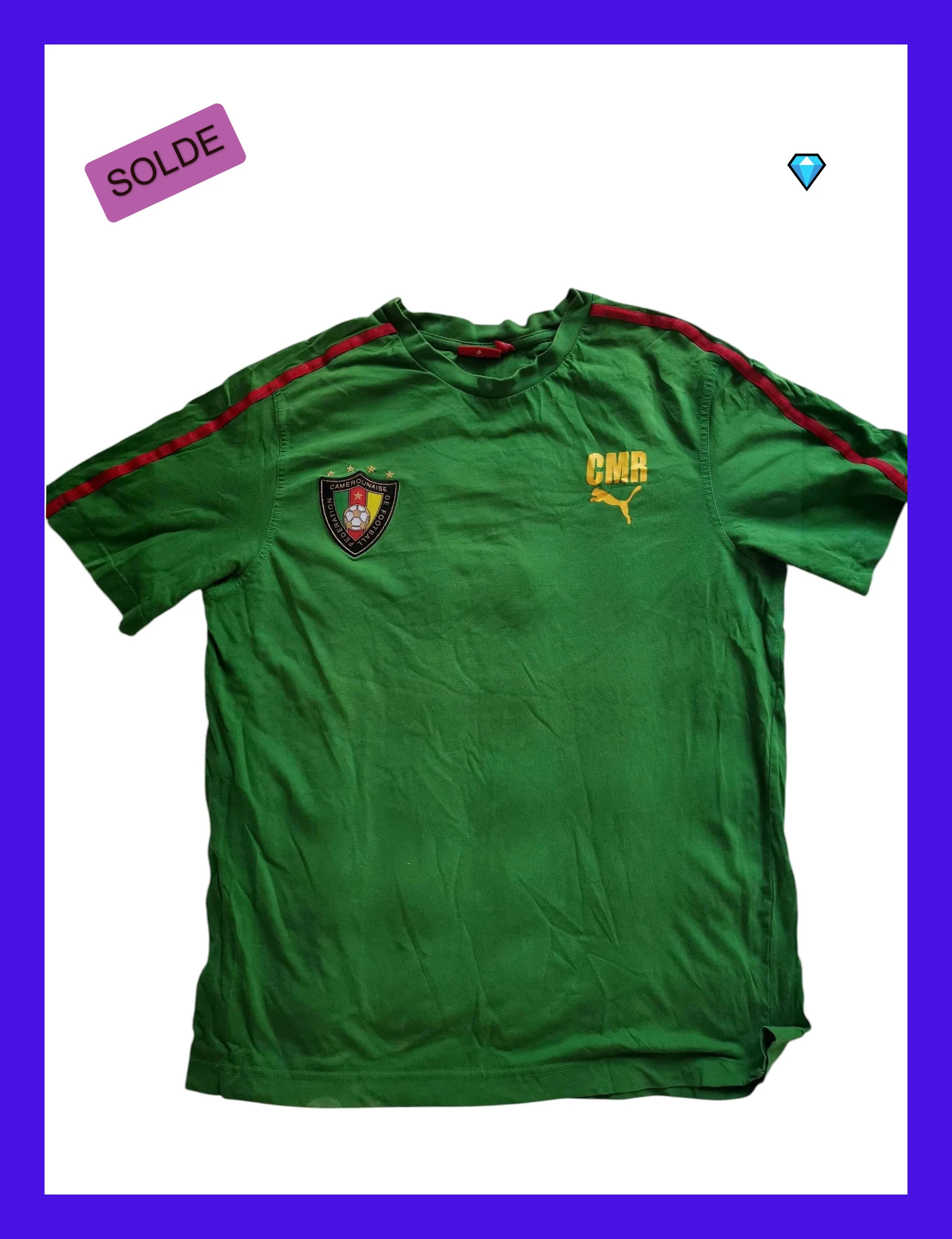 maillot fédération football Cameroun aise taille L vintage vert puma