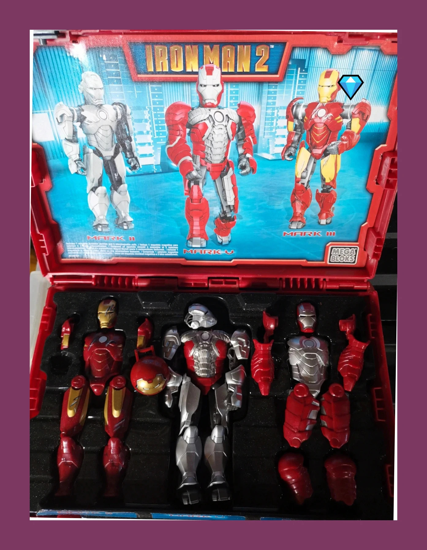 Mallette vintage Mega Bloks Iron Man 2 Tri Armour et boîte - Mark II / Mark III / Mark – Marvel – taille Taille unique 2