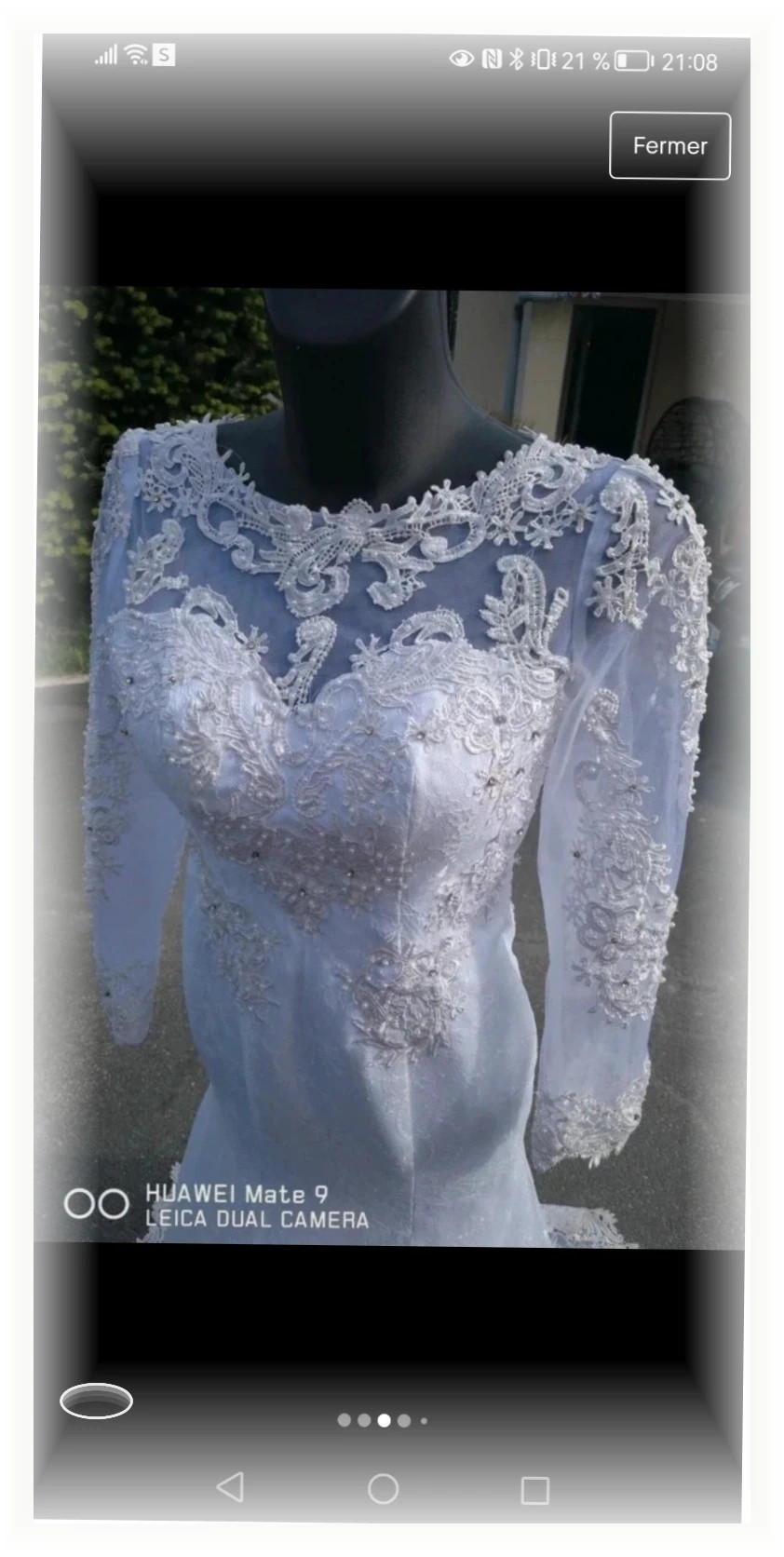 Magnifique robe de mariée avec le voile blanche broder de avec perle voile long taille S – Magnifique – taille S / 36 / 8 3