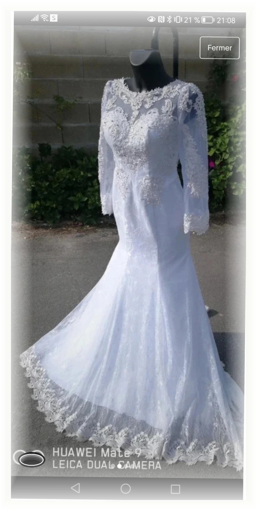 Magnifique robe de mariée avec le voile blanche broder de avec perle voile long taille S – Magnifique – taille S / 36 / 8 2