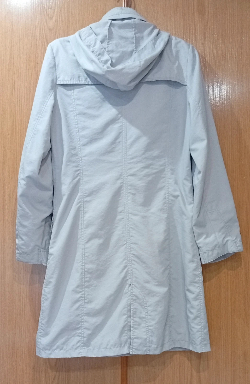 Women’s light blue trench coat, size M. Front zip and button fastening – Olsek – taille M / 38 / 10 3