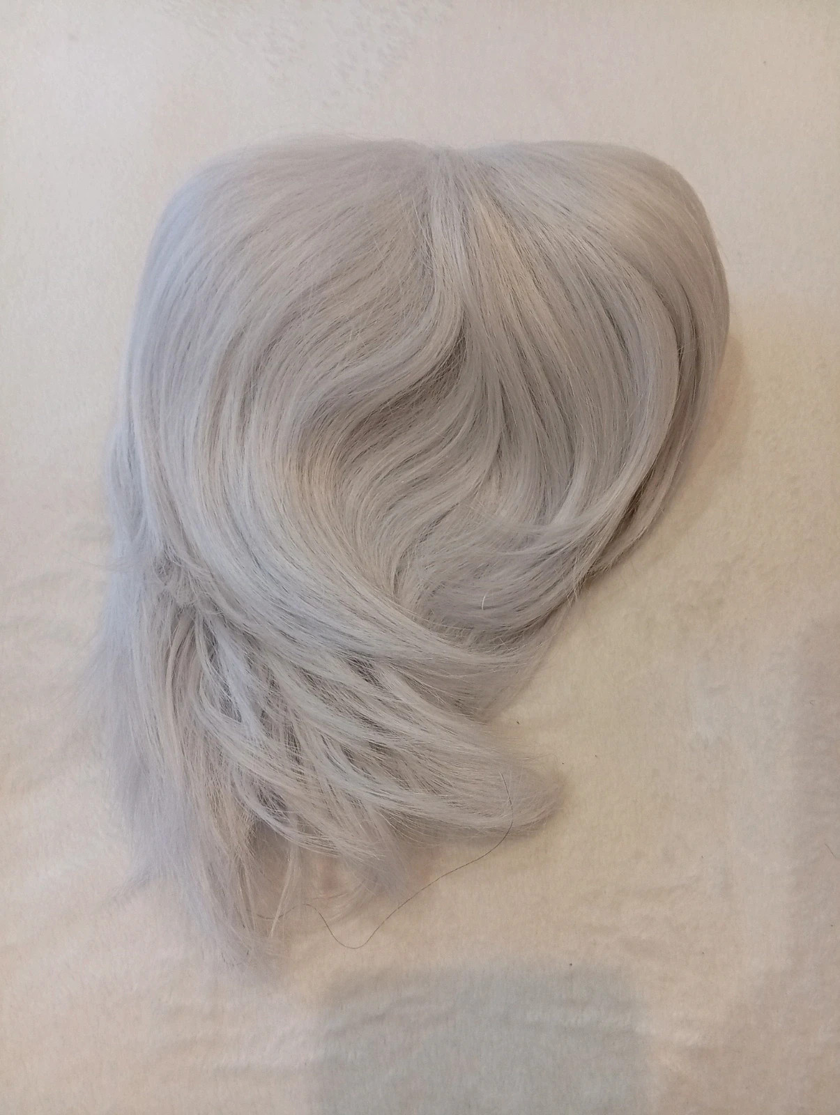 Short silver-grey wig set + retro round glasses + hair net 2