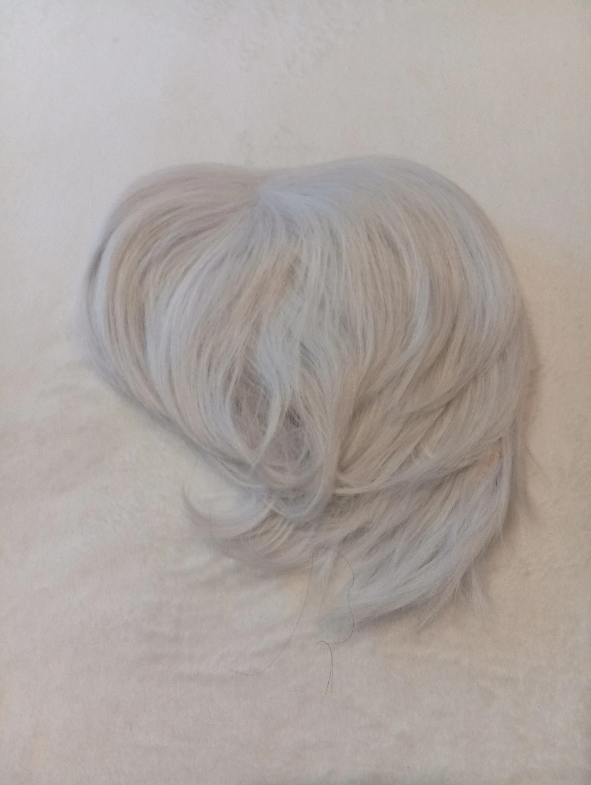 Short silver-grey wig set + retro round glasses + hair net 3
