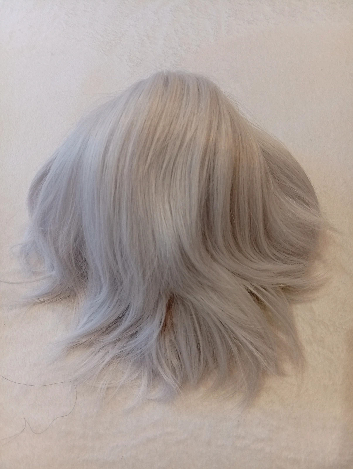 Short silver-grey wig set + retro round glasses + hair net 4