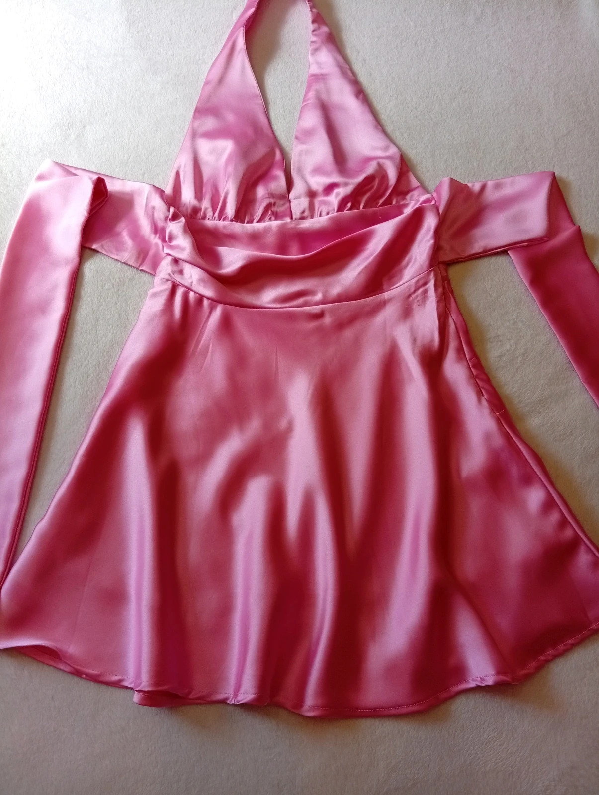 Pink satin halter mini dress Elegant and flattering – taille S / 36 / 8 4