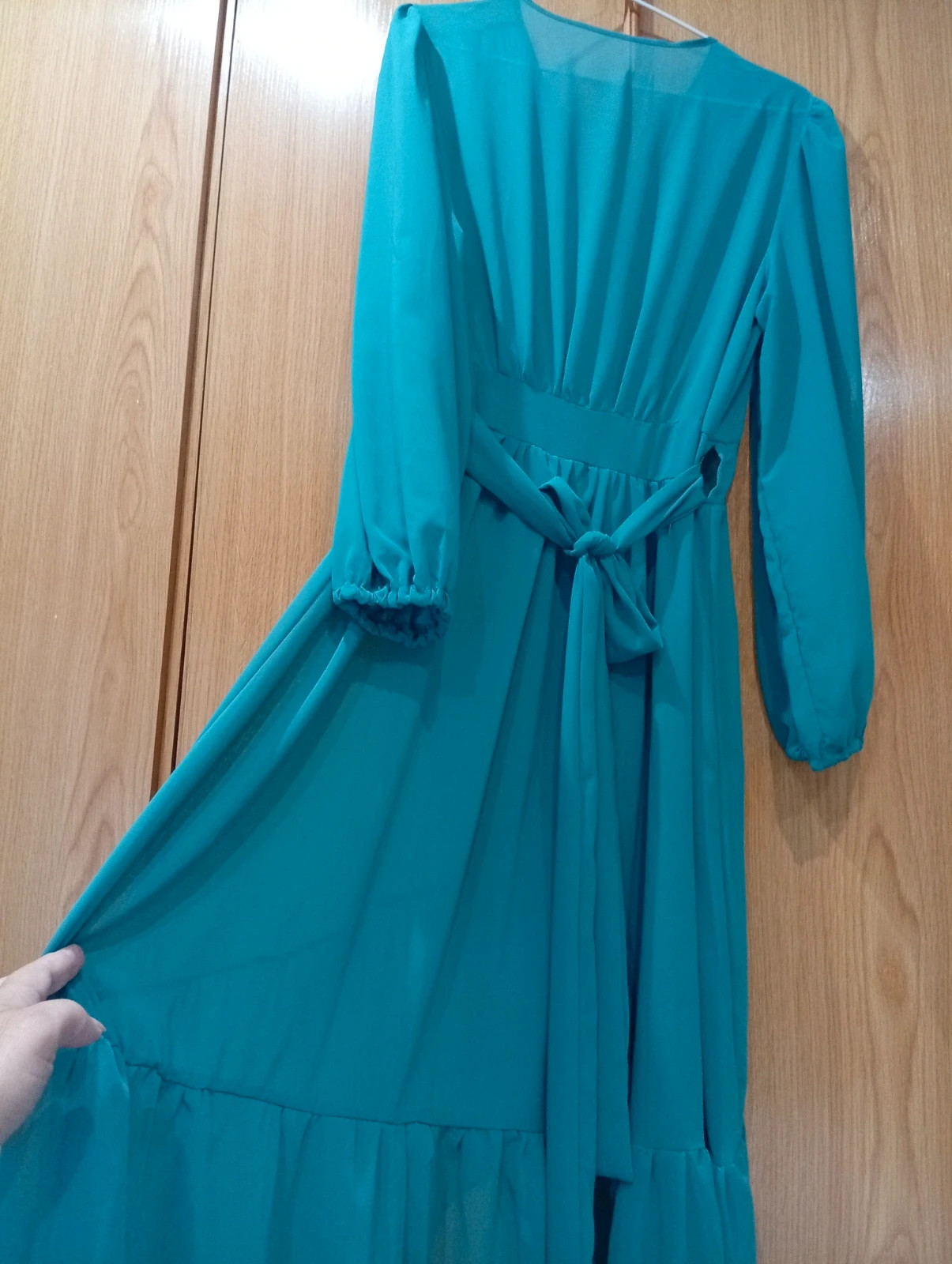 Sheer Emerald Green Long Wrap Dress – Size M – taille M / 38 / 10 2