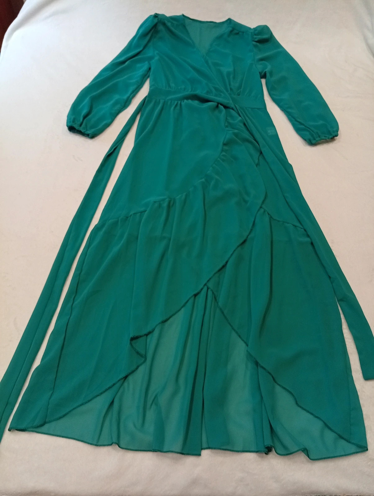 Sheer Emerald Green Long Wrap Dress – Size M – taille M / 38 / 10 5