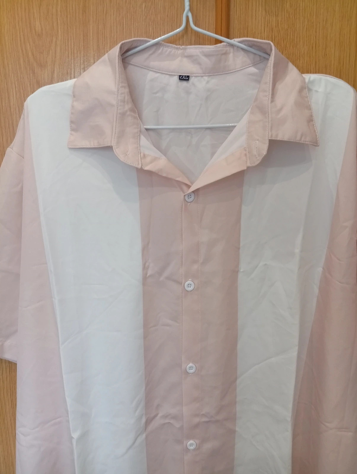 Stylish short-sleeve shirt in white and light pink vertical stripes. – taille XXL 3