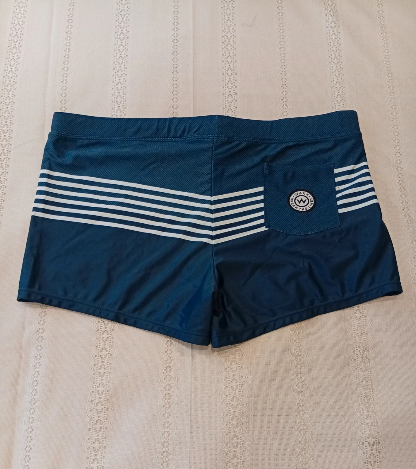 Navy blue swim shorts with white stripes – Size XXL. Waxx – WAXX – taille XXL 2