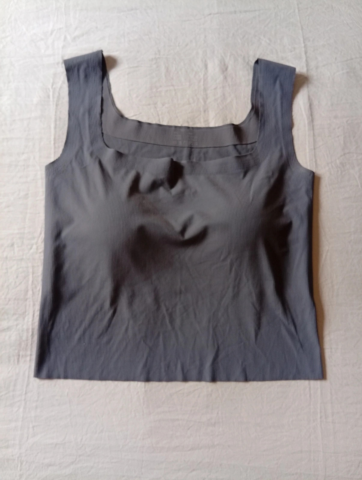 Elegant dark grey sleeveless top with wide straps Size XL